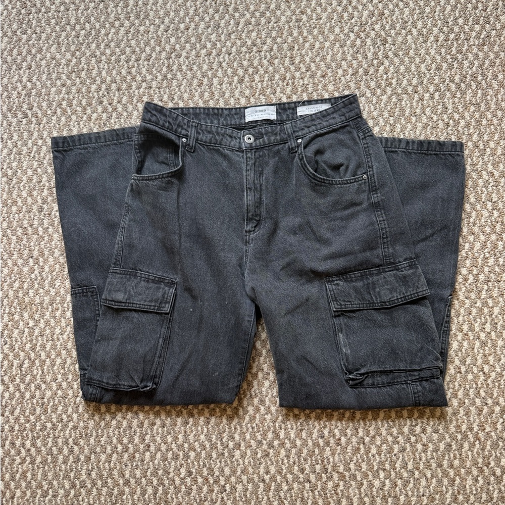Cotton On Charcoal Cargo Wide Leg Jeans